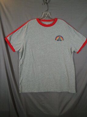 Disney World 1971 Ringer T-Shirt XL Grey Red Retro Castle Rainbow Tee